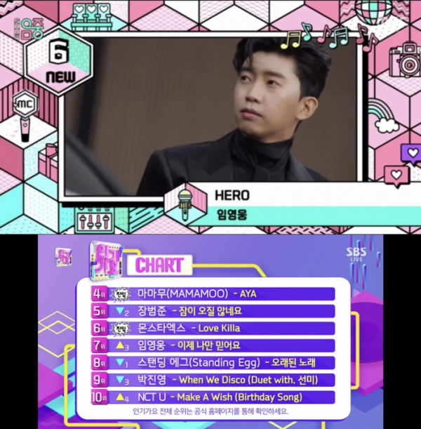 ▲임영웅(사진=MBC ‘쇼 음악중심’, SBS ‘인기가요’ 방송 화면 캡처)