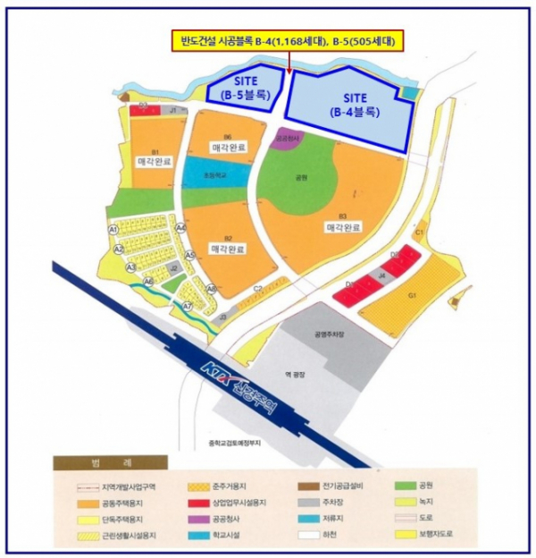 ▲신경주역세권 개발사업 매입부지(B-4,B-5 블록) 위치도. (반도)