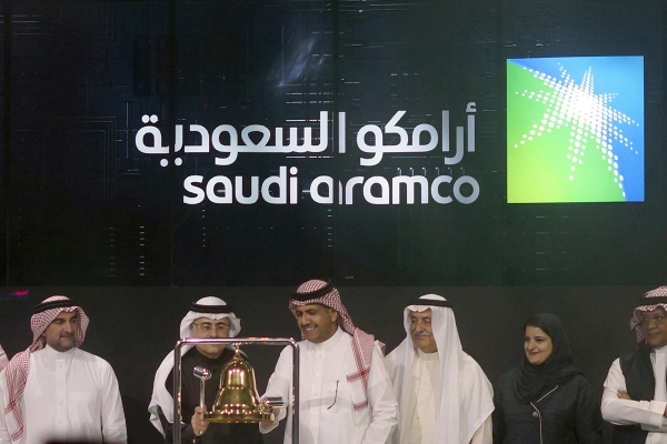 ▲지난해 12월 11일 아람코가 사우디아라비아 리야드증시에 상장을 하며 기념식을 열었다. 리야드/AP뉴시스
