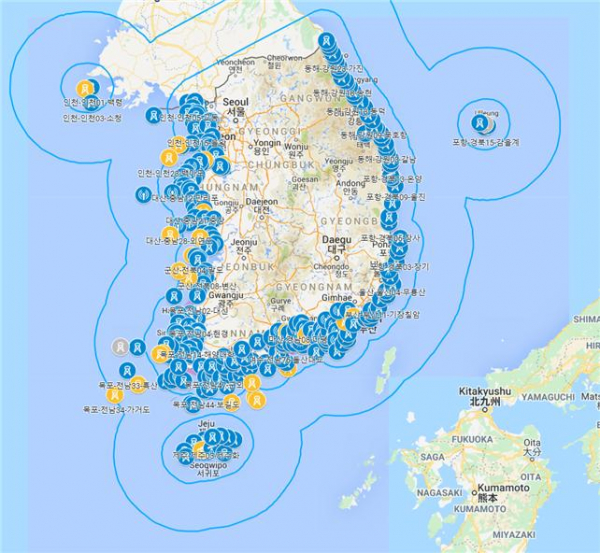 ▲해수부 해상통신망(LTE-M) 기지국(263개소) 위치도. (사진제공=해양수산부)