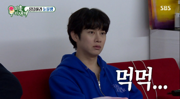 ▲미우새 호철과 워낭소리 본 김희철(사진=SBS 방송화면 캡처)