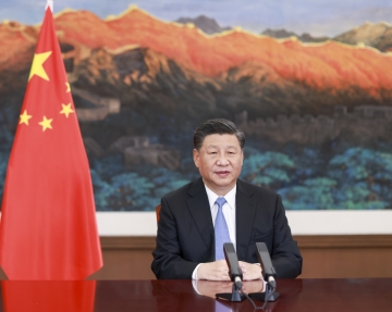 ▲시진핑 중국 국가주석이 22일 주요 20개국(G20) 정상회의에서 화상 연설하고 있다. 베이징/신화뉴시스
