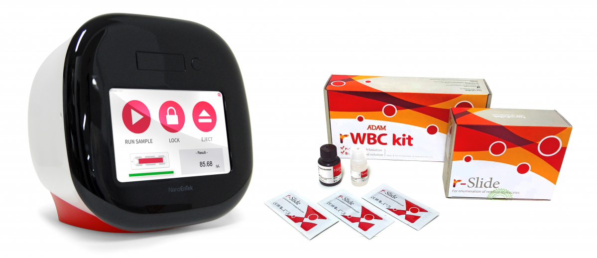 ▲나노엔텍 잔존 백혈구수 자동계수시스템 ‘ADAM-rWBC’. (사진제공=나노엔텍)