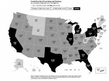 ▲미국 내 신종코로나바이러스감염증(코로나19) 사망자 수 현황. 출처 블룸버그
