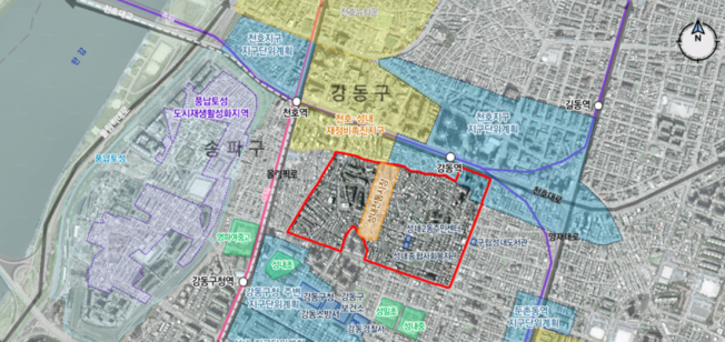 ▲서울 강동구 성내2동 도시재생 예정지 위치도. (자료제공=서울시)