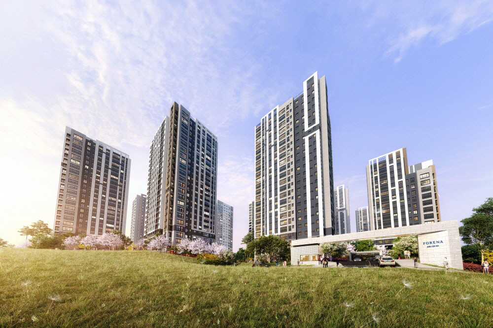 ▲한화건설 ‘한화 포레나 인천연수’ 아파트 투시도.