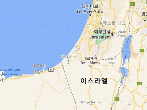 ▲팔레스타인 가자지구가 포함된 지도. (연합뉴스)