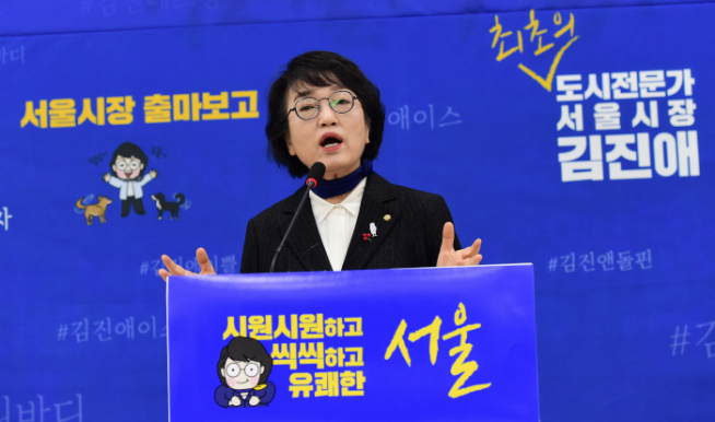 ▲열린민주당 김진애 의원이 27일 국회에서 서울시장 재보궐선거 출마보고 기자회견을 하고 있다. (연합뉴스)