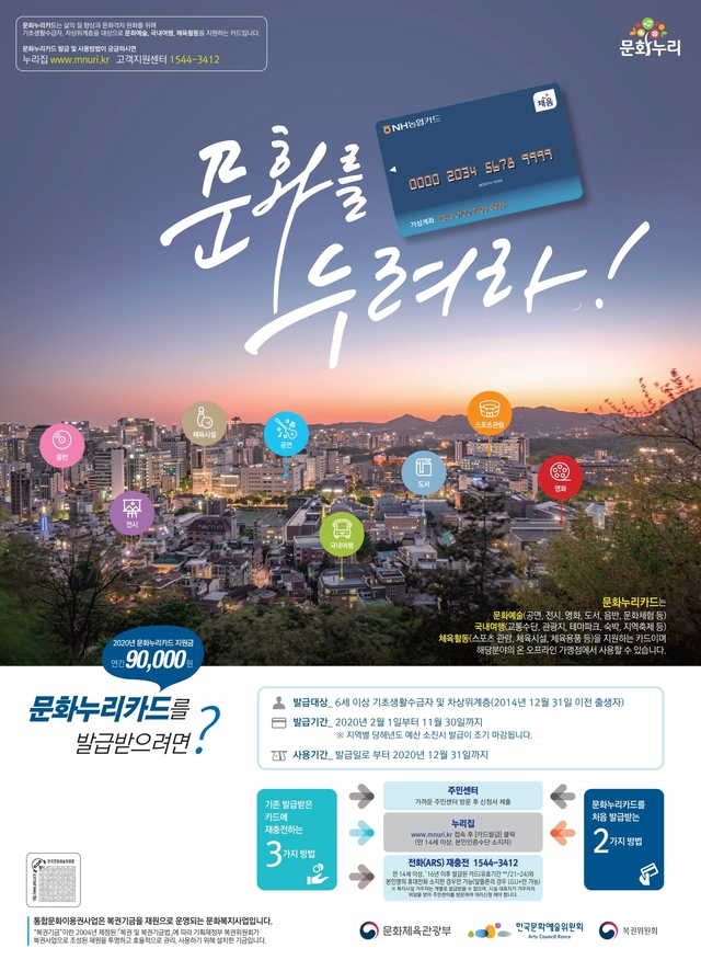 ▲'문화누리 카드' 포스터 (사진제공=한국문화예술위원회)