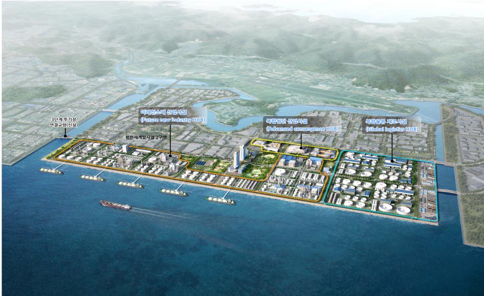 ▲광양항 3단계 투기장(1구역) 항만재개발 사업 조감도 (해양수산부)