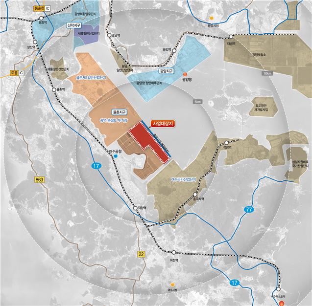 ▲광양항 3단계 투기장 항만재개발(1구역) 위치 (해양수산부)