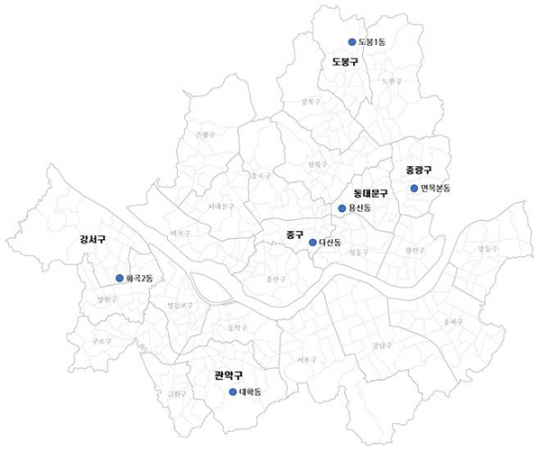 ▲2020년 선정 희망지사업 지역도. (자료제공=서울시)