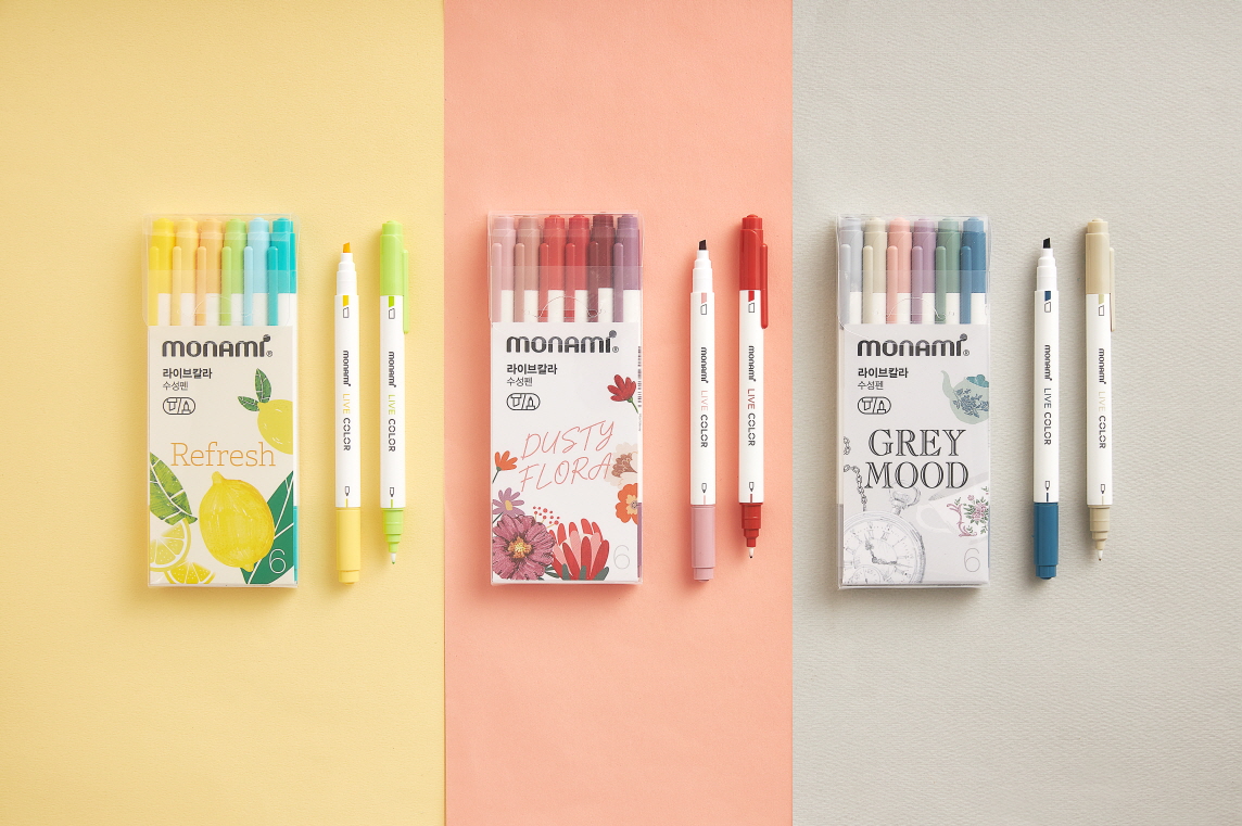▲모나미 ‘라이브칼라 6색 세트 3종’ (사진제공=모나미)