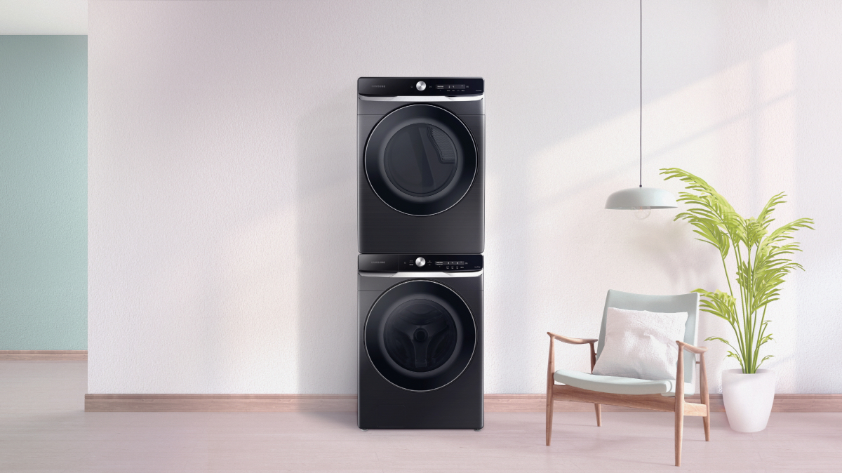 ▲인공지능 기능을 적용한 삼성 드럼 세탁기·건조기 미국향 신제품 라이프스타일 사진 (사진제공=삼성전자)