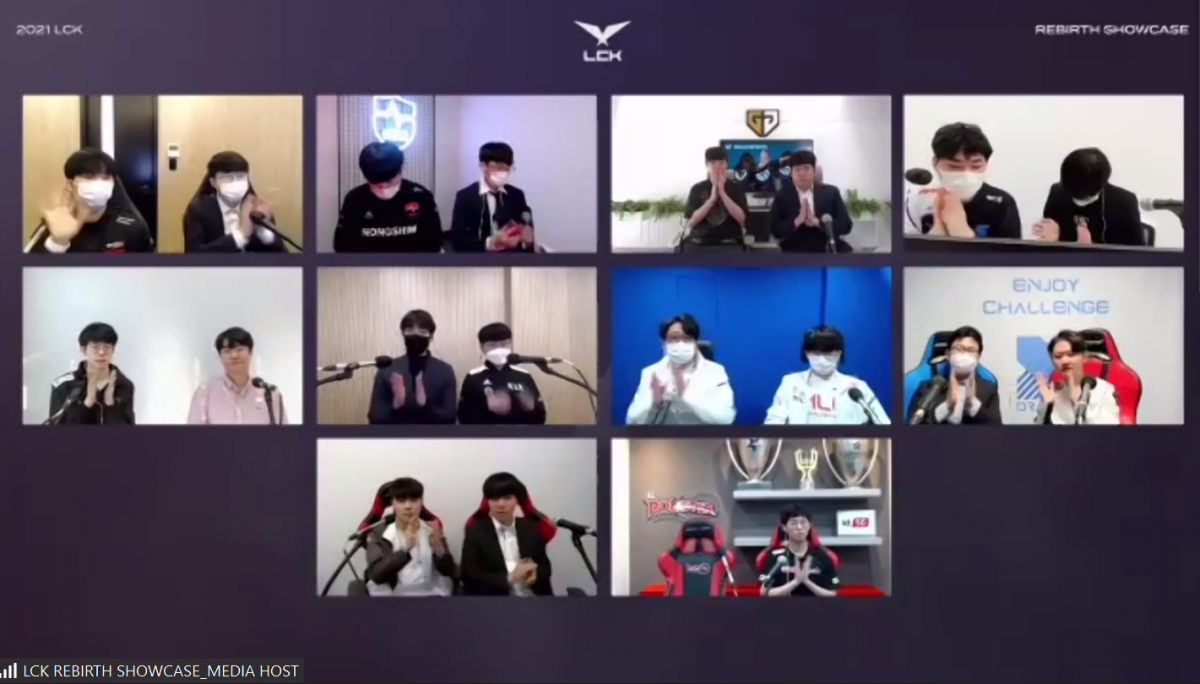 ▲2021 LCK 스프링 미디어데이 줌(ZOOM) 화면 캡쳐. 코로나19로 온라인 화상회의로 진행됐다.  (사진=줌(ZOOM) 화면 캡쳐)