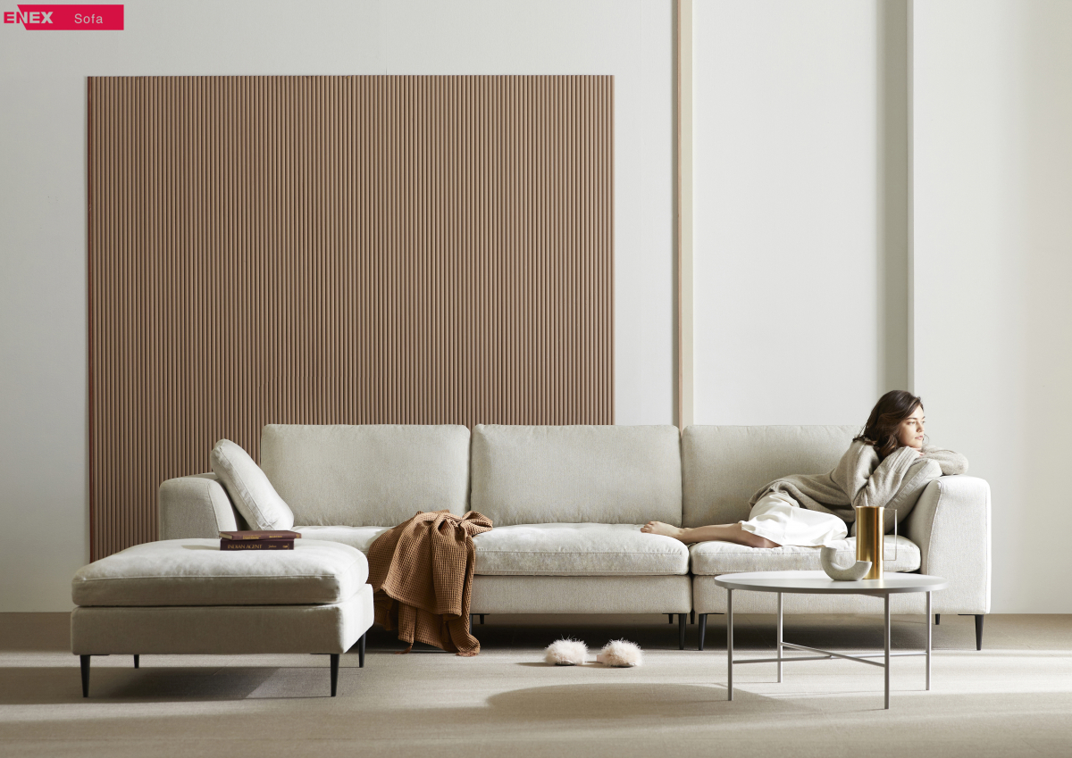 ▲에넥스의 신제품 ‘ES블랑 커버링 패브릭 소파’.  (사진제공=에넥스)