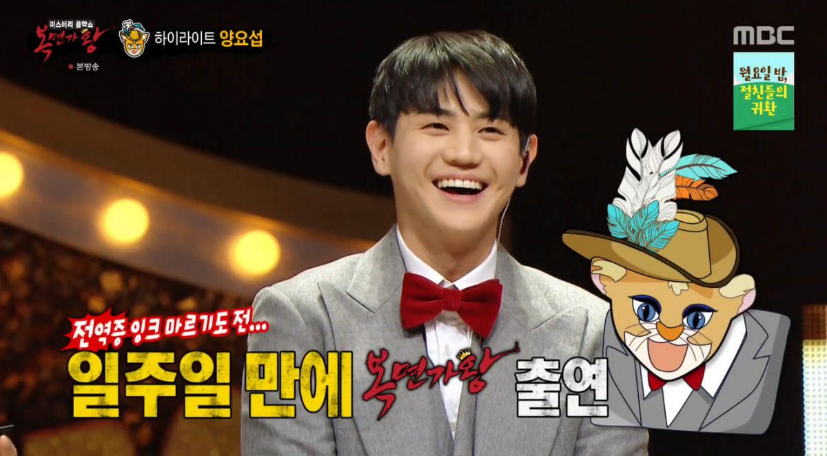 ▲‘복면가왕’ 부뚜막 고양이 양요섭 (출처=MBC '복면가왕' 방송캡처)