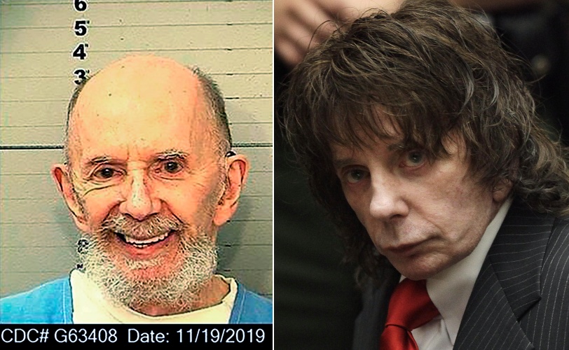 ▲필 스펙터가 2019년 복역 중인 모습(왼쪽)과 2009년 재판 당시 모습. AP뉴시스