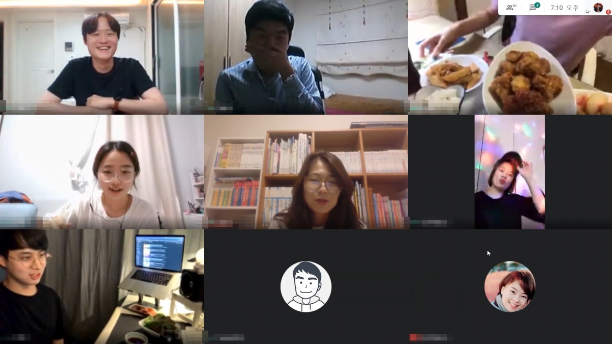 ▲네오위즈 직원들이 온라인을 통해 랜선회식을 하고 있다.  (사진제공=네오위즈)
