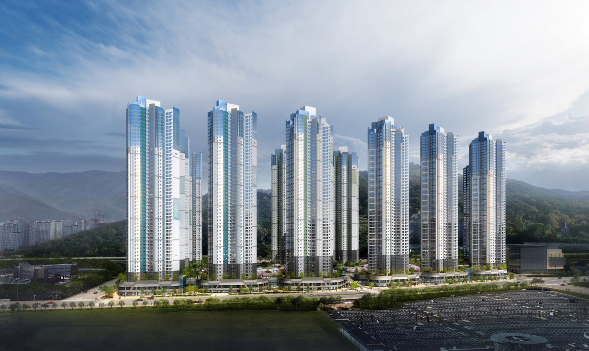 ▲‘김해율하 더스카이시티 제니스&프라우’ 투시도.  (자료제공=두산건설)