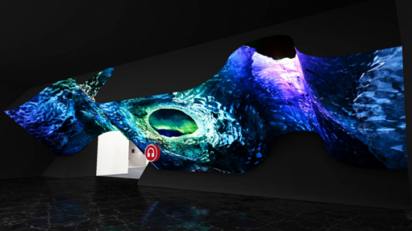 ▲LG전자는 지난해 9월 온라인으로 개최된 가전전시회 IFA에서도 별도의 가상 3D 전시관을 열었다. 해당 이미지는 가상전시관 내 대형 조형물 ‘새로운 물결(New Wave)’ 이미지 (사진제공=LG전자)