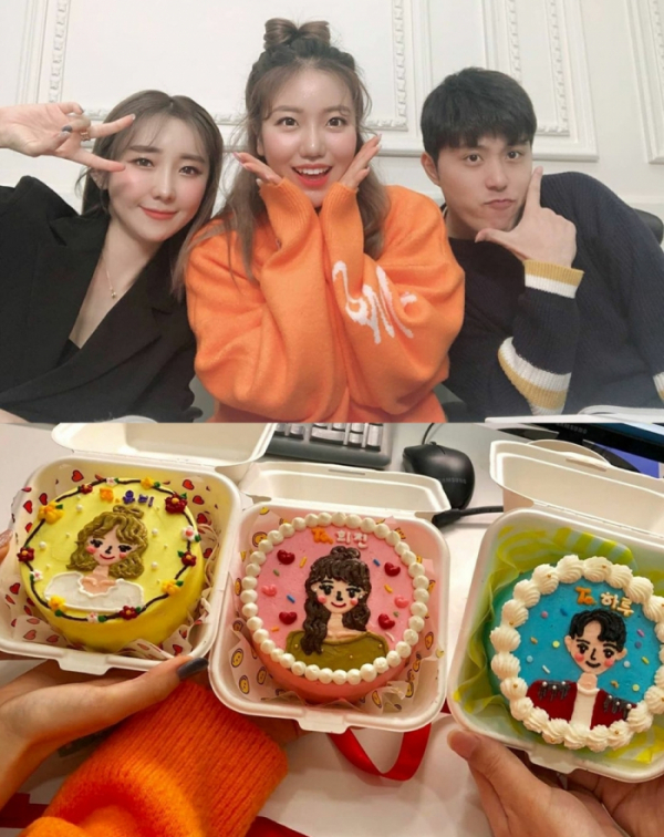 ▲하유비-김희진-MC하루(사진제공=MC하루 공식 SNS 채널 캡처)