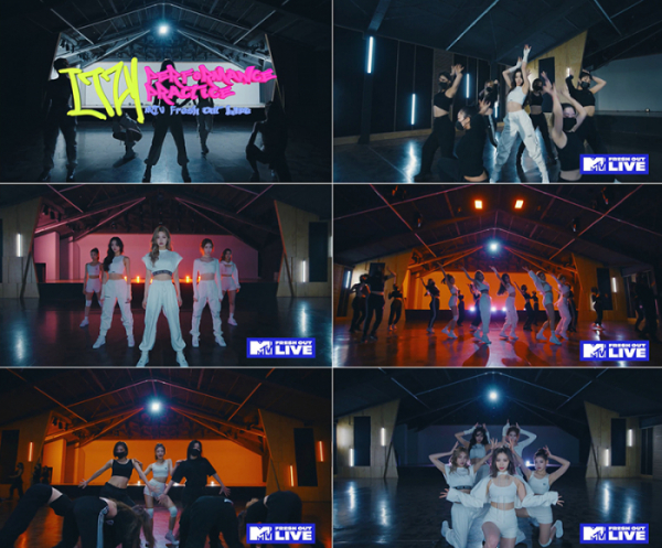 ▲ITZY(있지)(사진제공='ITZY EXCLUSIVE PERFORMANCE PRACTICE #MTVFreshOut' 영상 화면 캡처)