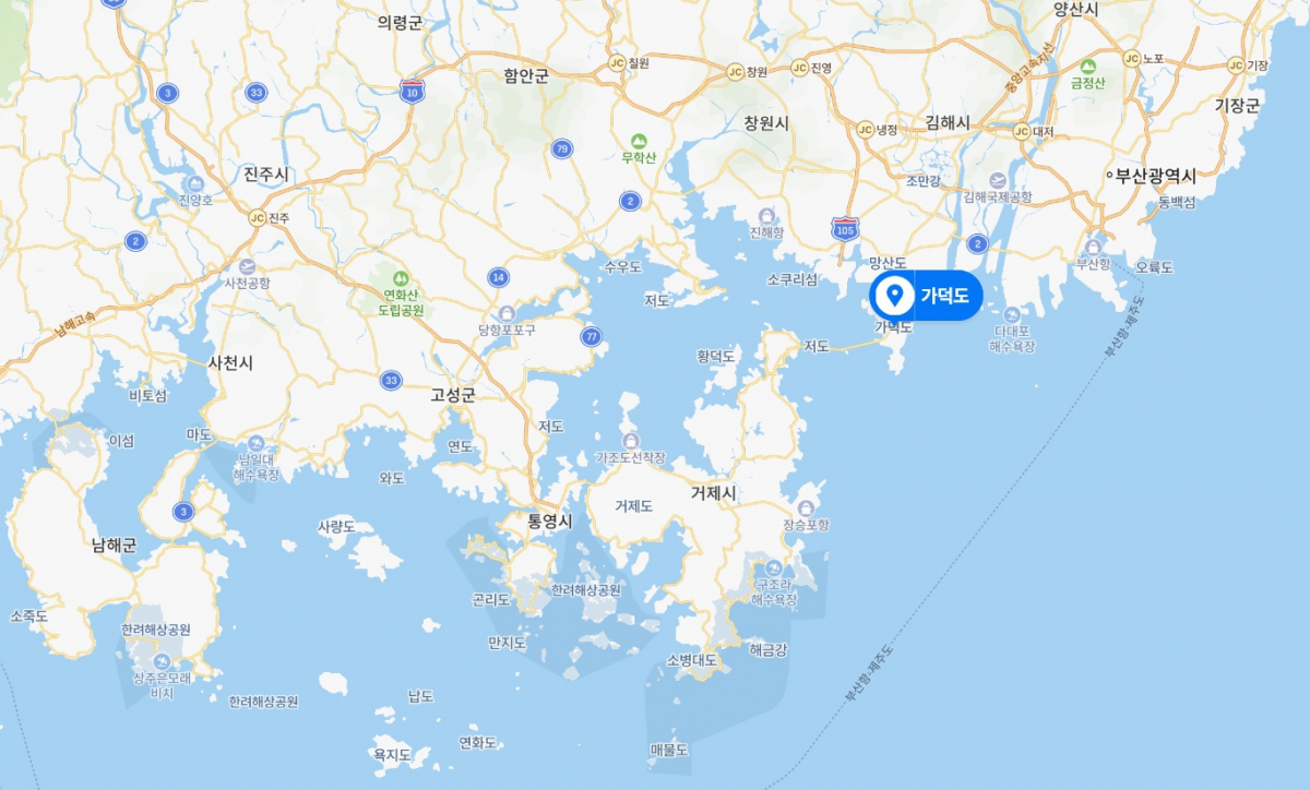 ▲경남지역 내 가덕도와 거제시 위치도. (출처=네이버지도)