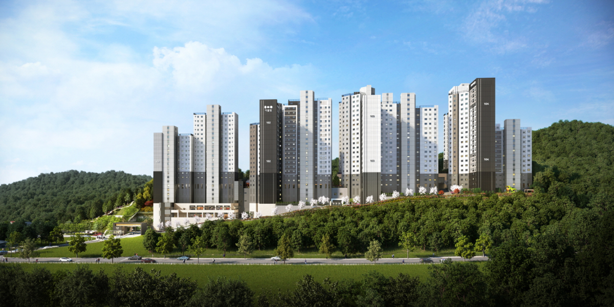 ▲금호산업이 다음 달 강원 홍천군 홍천읍에서 분양하는 '홍천 금호어울림 더 퍼스트’ 아파트 투시도. (자료 제공=더피알)