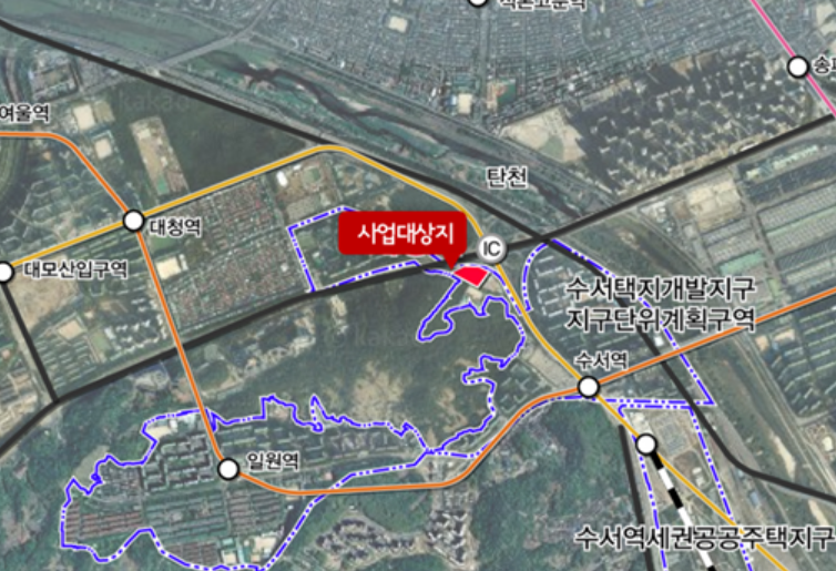 ▲서울 강남구 수서택지개발지구 로봇‧AI 연구시설 위치도.  (자료제공=서울시)