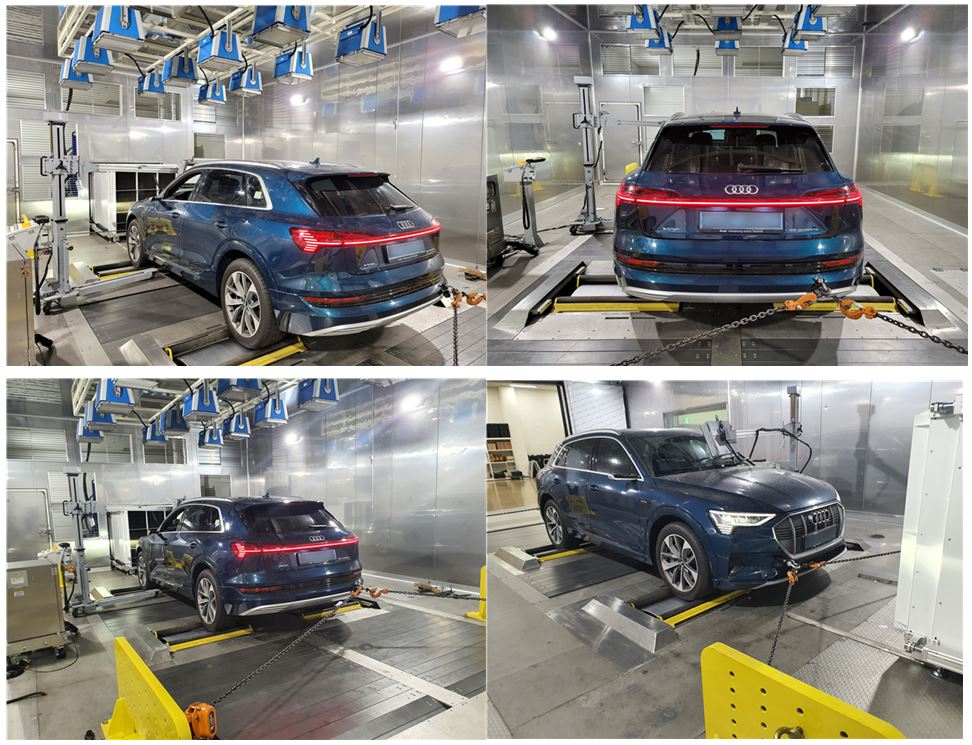 ▲아우디 전기차 '이트론 55' 충전주행거리 측정 장면. (사진제공=환경부)