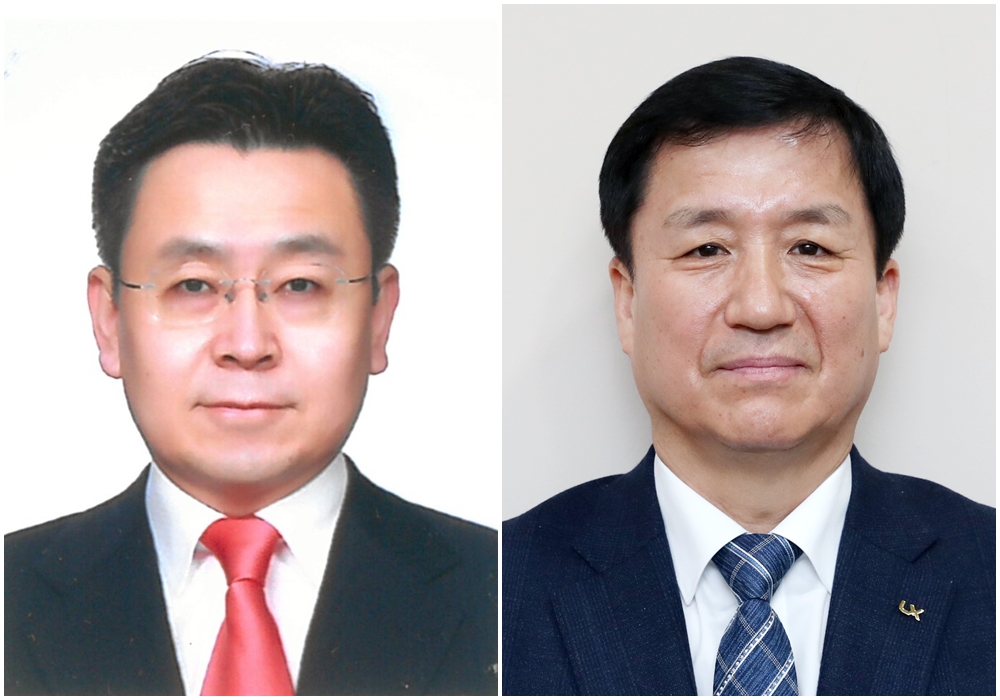 ▲최송욱(왼쪽) LX 신임 공간정보본부장과 이원성 LX 신임 충북지역본부장. (사진제공=한국국토정보공사(LX))