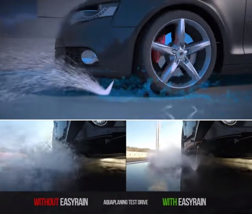 ▲고인물을 감지하면 바퀴 앞쪽에 순간적으로 고압 물분사를 작동, 물을 바깥으로 날리는 방식이다. (출처=뉴스프레스UK)