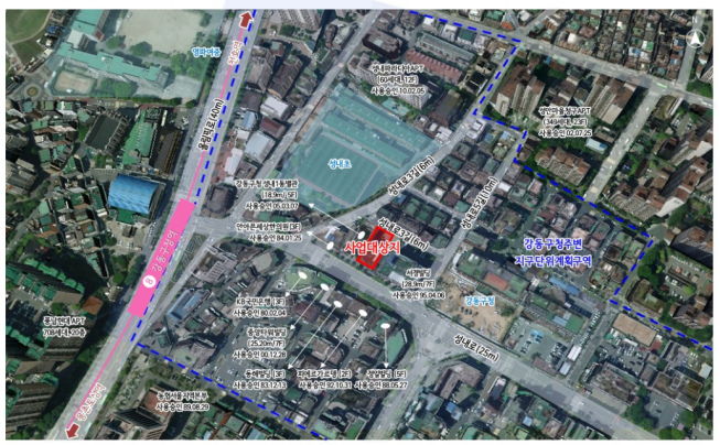 ▲서울 강동구청역 인근 청년주택 위치도. (자료제공=서울시)