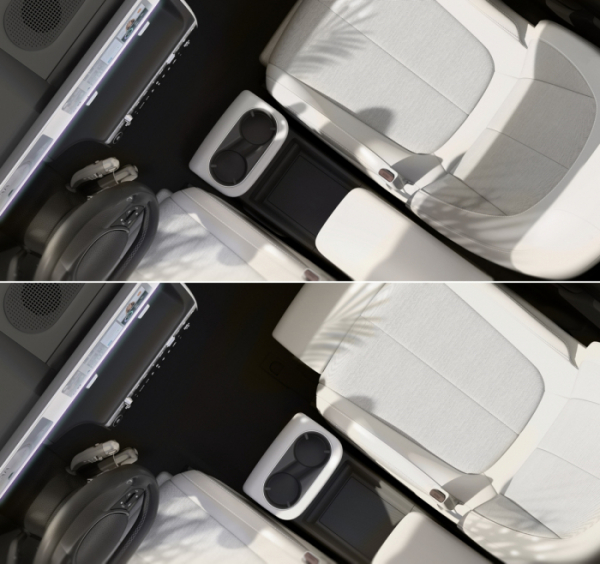 ▲현대차가 첫 전용 전기차 아이오닉5 실내 이미지 일부를 공개했다. 자동차 실내의 개념을 넘어 '거주 공간'을 테마로 삼았다. 앞뒤로 이동이 가능한 센터콘솔이 눈길을 끈다.   (사진제공=현대차)