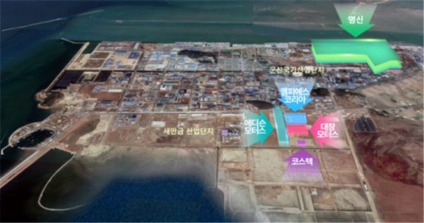 ▲군산형 일자리. 전북 군산산단 및 새만금산단 조감도. (사진제공=산업통상자원부)