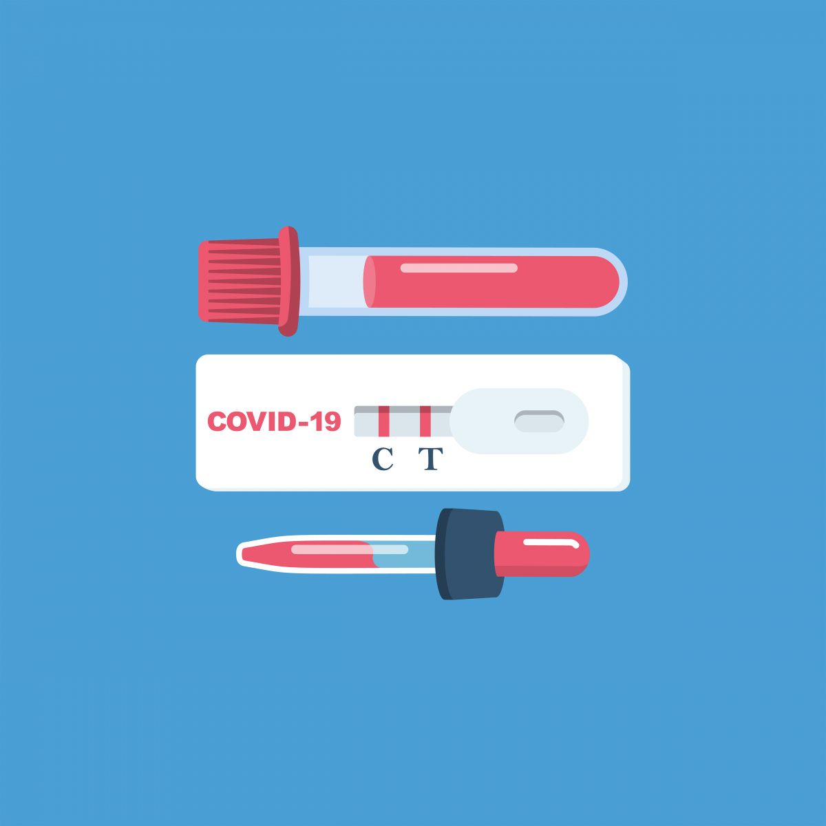 ▲Coronavirus research equipment. Blood samples, pipette and virus test. Laboratory test. Research blood samples of new covid-19. Vector illustration flat design. Isolated on background. (게티이미지뱅크)