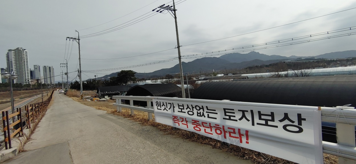 ▲경기도 과천시 과천동 일대에 비닐하우스들이 밀집해 있다. 바로 옆으로는 서울 서초동 아파트 단지가 들어서 대조를 이루는 모습이다.