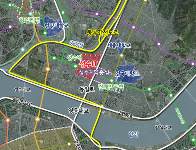 ▲서울 성동구 성수IT 산업·유통개발진흥지구 위치도.  (자료제공=서울시 )