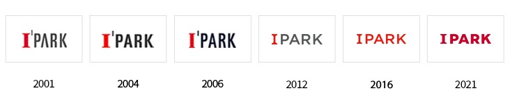 ▲아이파크(IPARK) BI 변천사 (사진제공=현대산업개발)