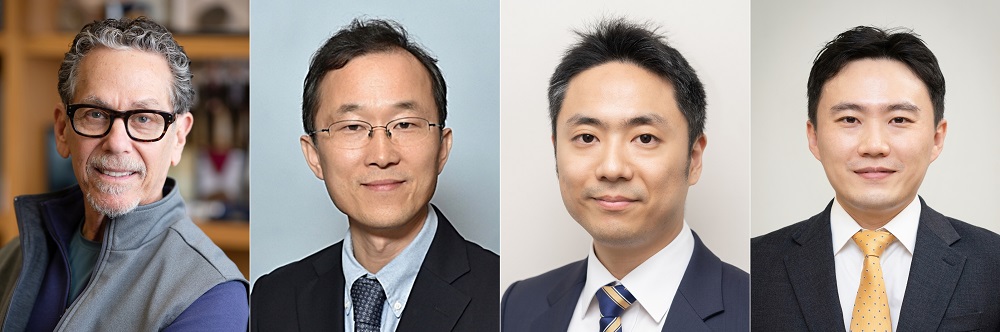 ▲제14회 아산의학상 수상자인 로날드 에반스(왼쪽부터), 구본권, 김진홍, 유창훈 교수 (사진제공=아산사회복지재단)