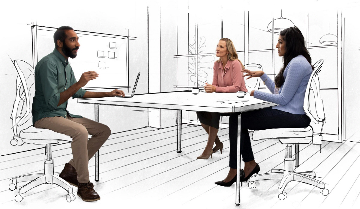 ▲마이크로소프트(MS) 직원들이 프로젝트 회의를 하고 있다. 출처 MS 블로그