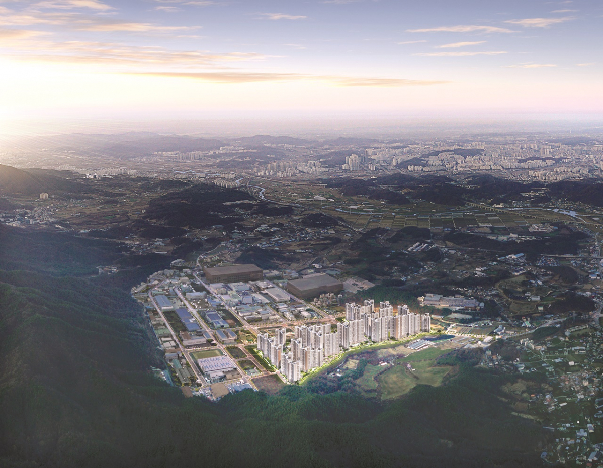 ▲한양이 충남 천안시 동남구 풍세면 보성리에서 분양하는 '천안 한양수자인 에코시티' 아파트 조감도. (자료제공=월드컴)