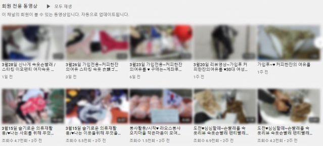 ▲의류수거함을 뒤져 찾아낸 여성 속옷을 보여주는 유튜브 채널이 논란이 되고 있다. 이 채널에는 ‘변태의 헌 옷 수거’, ‘속옷 손빨래’ 등 선정적인 제목의 동영상 300여 개가 올라와 있는 상태다. (출처=유튜브 화면 캡처)