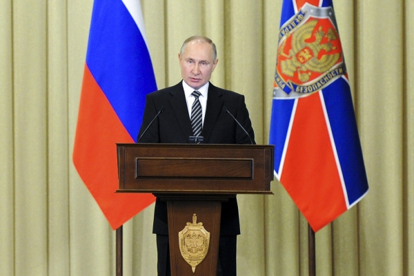 ▲블라디미르 푸틴 러시아 대통령이 지난달 24일(현지시간) 모스크바에서 열린 연방보안국(FSB) 위원회에 참석해 연설하고 있다. 모스크바/AP연합뉴스
