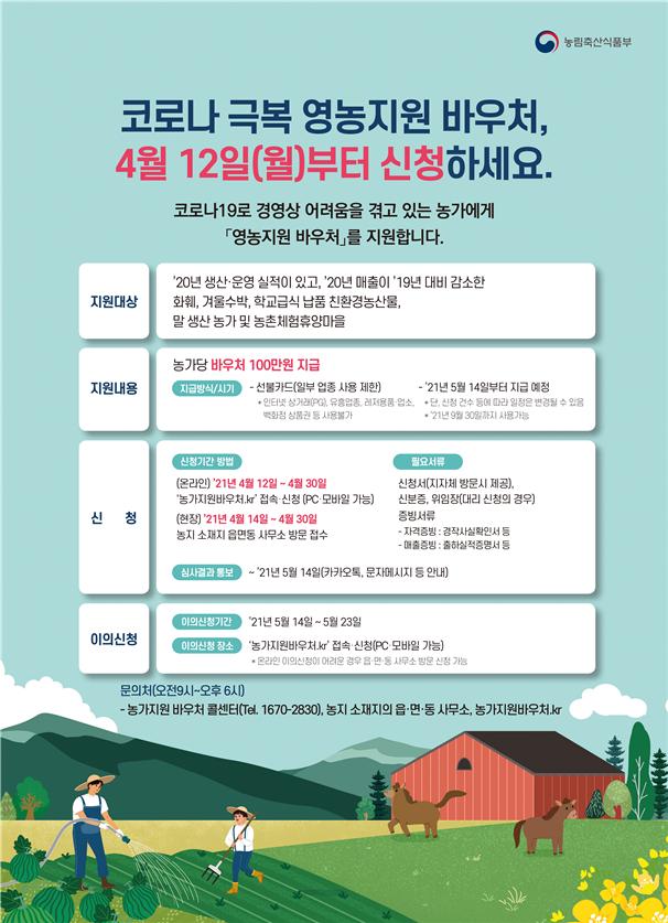 ▲코로나19 극복 영농지원 바우처. (자료제공=농림축산식품부)