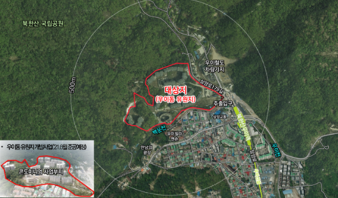 ▲서울 강북구 우이동 유원지 위치도.  (자료제공=서울시 )