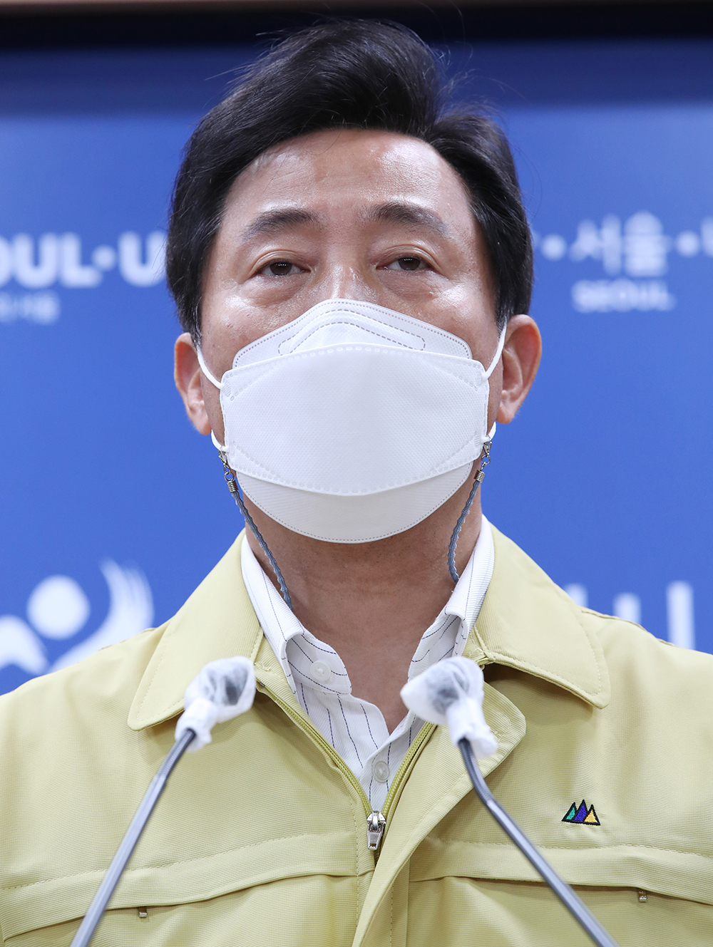 ▲오세훈 서울시장이 12일 오전 중구 태평로 서울시청에서 코로나19 관련 기자 브리핑을 하고 있다. (공동취재사진)