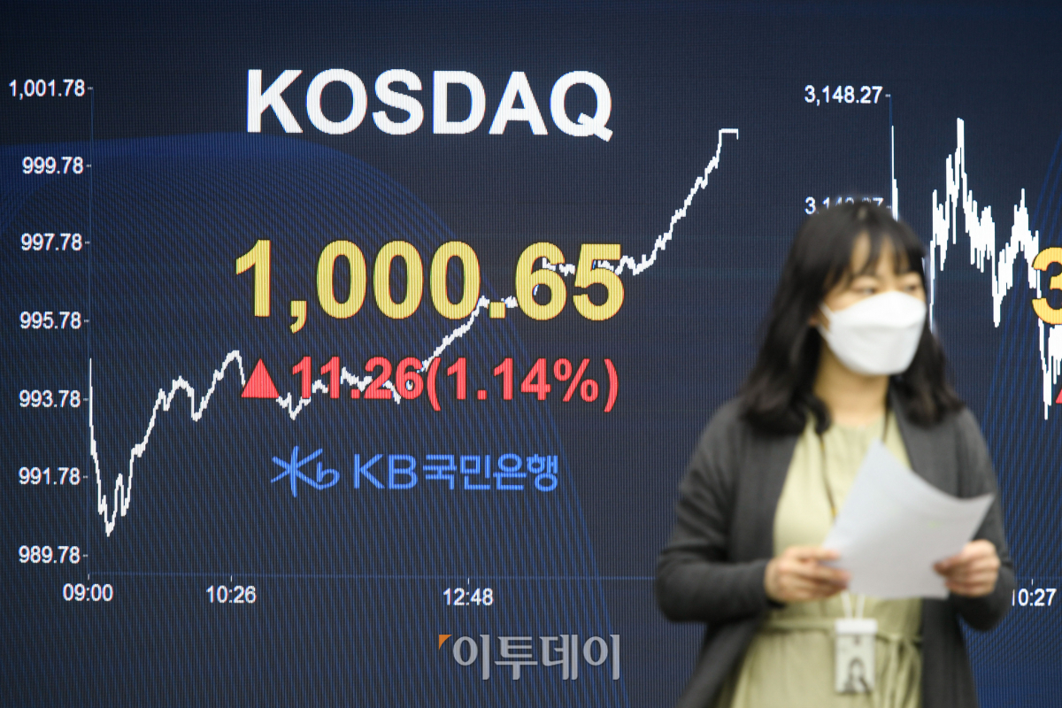 ▲지난 4월 코스닥 지수가 20여 년 만에 1000포인트를 넘어섰다.  (조현호 기자 hyunho@)