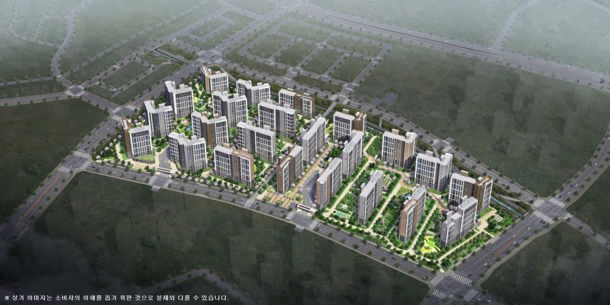 ▲우미건설이 경기 화성시 태안3지구에서 분양하는 ‘화성 태안3지구 우미린 센트포레(우미린 센트포레)’ 아파트 조감도. (자료 제공=더피알)